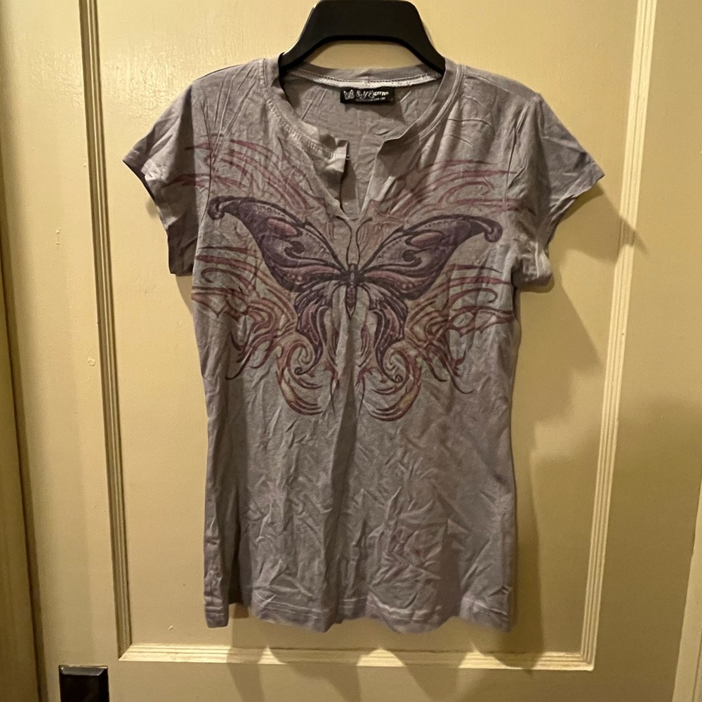 Self Esteem Gray and Purple Fairycore Y2K T-shirt